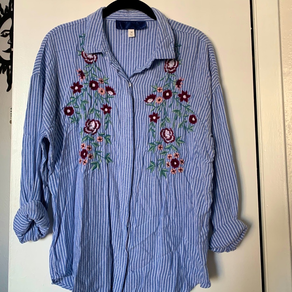 Blue pinstripe button down